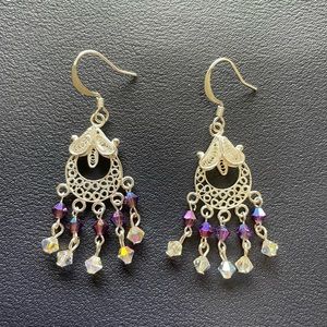 Brand New 925 Sterling Silver Swarovski Crystal Chandelier Earrings